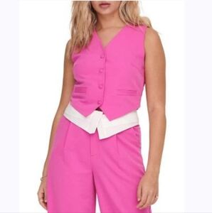 NWT Only Luella Fitted Vest Bright Pink